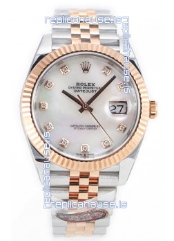 Rolex Datejust M126333 41MM ETA3235 72 Hours Power Pearl Dial Jubilee 1:1 Mirror Replica Rose Gold 904L Steel