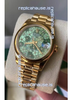Rolex Datejust M278248 31MM Swiss Replica in Gold - Green Motif Dial 1:1 Mirror Quality