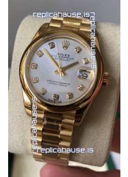 Rolex Datejust M278248 31MM Swiss Replica in Gold - White Pearl Dial 1:1 Mirror Quality 