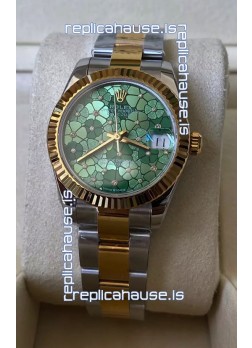 Rolex Datejust M278273 31MM Swiss Replica in Two Tone Yellow Gold - Green Motif Dial 1:1 Mirror Quality