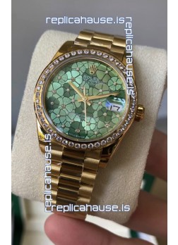 Rolex Datejust M278248 31MM Swiss Replica in Gold - Green Motif Dial 1:1 Mirror Quality