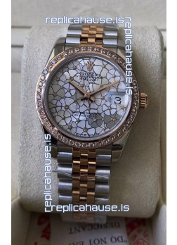 Rolex Datejust M278381RBR 31MM Swiss Replica Two Tone Rose Gold - Floral Motif Dial 1:1 Mirror Quality