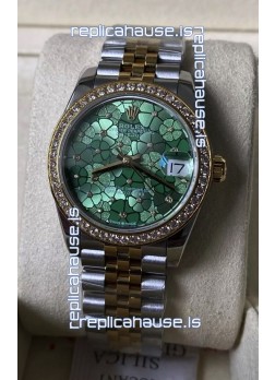 Rolex Datejust M278383RBR 31MM Swiss Replica Two Tone Yellow Gold - Floral Motif Dial 1:1 Mirror Quality