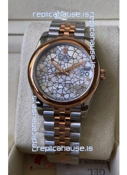Rolex Datejust M278381RBR 31MM Swiss Replica Two Tone Rose Gold - Floral Motif Dial 1:1 Mirror Quality