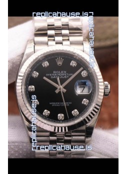 Rolex Datejust 126234 36MM Swiss Replica in 904L Steel in Black Dial 1:1 Mirror Replica