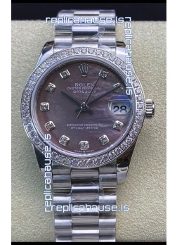Rolex Datejust 178384 31MM Swiss Replica in 904L Steel in Grey Dial - 1:1 Mirror Replica