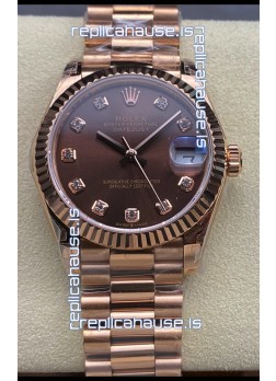 Rolex Datejust 31MM Swiss Watch in 904L Steel Rose Gold Chocolate Dial 1:1 Mirror Replica