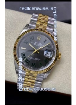 Rolex Datejust 36MM Cal.3135 Movement Swiss Replica Watch in 904L Steel Two Tone Grey Dial