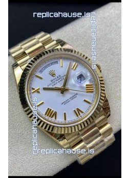 Rolex Day Date Presidential 18K Yellow Gold Watch 40MM - White Dial 1:1 Mirror Quality