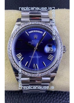 Rolex Day Date M228206-0015 904L Steel 40MM - Blue Dial 1:1 Mirror Replica