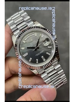 Rolex Day Date Presidential Stainless Steel Grey Pearl Dial Watch 40MM - 1:1 Mirror Quality