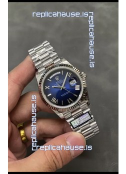 Rolex Day Date Presidential Stainless Steel Navy Blue Dial Watch 40MM - 1:1 Mirror Quality