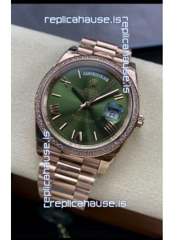Rolex Day Date Presidential 18K Rose Gold Watch 40MM - Olive Green Dial 1:1 Mirror Quality