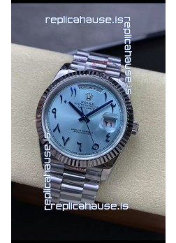Rolex Day Date Presidential Stainless Steel ICE Blue Arab Dial Watch 40MM - 1:1 Mirror Quality