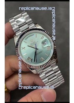 Rolex Day Date Presidential Stainless Steel ICE Blue Dial Watch 40MM - 1:1 Mirror Quality