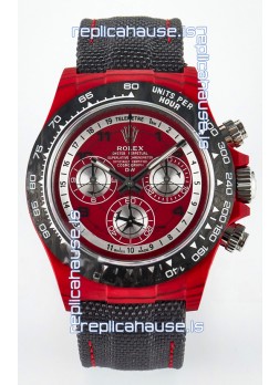 Rolex Daytona Edition Watch in Red Dial Red Carbon Casing 1:1 Mirror Replica