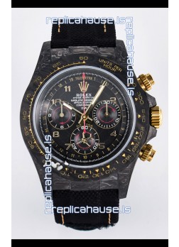 Rolex Daytona Super Clone DiW Avia Grey Carbon Edition Watch - Forged Carbon Casing Black Strap 1:1 Mirror Replica