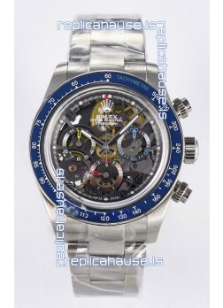 Rolex Daytona Super Clone Artisans De Geneve Stainless Steel Watch Blue Bezel Skeleton Watch 