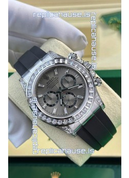Rolex Daytona Super Clone White Gold Casing Steel Dial Cal.4131 Movement Watch Custom Sapphires Bezel