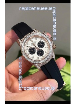 Rolex Daytona Super Clone White Gold Casing Meteorite Dial Cal.4131 Movement Watch Custom Sapphires Bezel