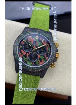 Rolex Daytona DiW Military Green Edition Watch - Forged Cabon Casing 1:1 Mirror Replica