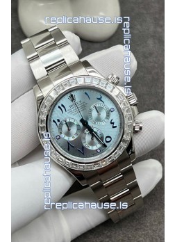 Rolex Cosmograph Daytona ICE Blue Dial Diamonds Bezel Cal.4130 Movement - 904L Steel Watch