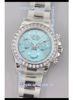 Rolex Cosmograph Daytona ICE Blue Dial Diamonds Bezel Cal.4130 Movement - 904L Steel Watch