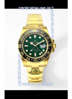 Rolex GMT Masters II Super Clone M116718 Yellow Gold Green Dial Swiss Replica Watch 