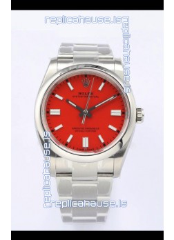 Rolex Oyster Perpetual REF#126000 36MM Swiss Movement Swiss Replica Red Dial 904L Steel 1:1 Mirror Replica Watch