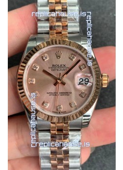 Rolex Datejust 31MM ETA-2671 Movement Swiss Replica in 904L Two Tone Rose Gold in Gold Dial