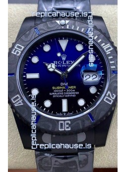 Rolex Submariner DiW Special Edition Watch in DLC Coating Carbon Bezel Blue Dial