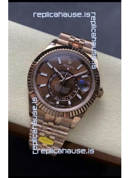 Rolex Sky-Dweller REF# 336935 Brown Dial Watch in Rose Gold 904L Steel Case 1:1 Mirror Replica