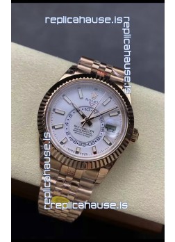 Rolex Sky-Dweller REF# 336935 White Dial Watch in Rose Gold 904L Steel Case 1:1 Mirror Replica