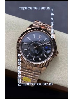 Rolex Sky-Dweller REF# 336935 Black Dial Watch in Rose Gold 904L Steel Case 1:1 Mirror Replica
