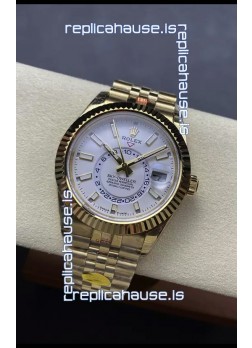 Rolex Sky-Dweller REF# 336935 White Dial Watch in Yellow Gold 904L Steel Case 1:1 Mirror Replica