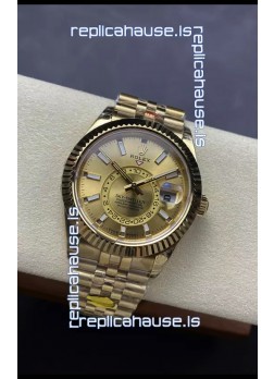 Rolex Sky-Dweller REF# 336935 Gold Dial Watch in Yellow Gold 904L Steel Case 1:1 Mirror Replica