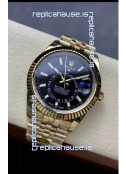 Rolex Sky-Dweller REF# 336935 Black Dial Watch in Yellow Gold 904L Steel Case 1:1 Mirror Replica