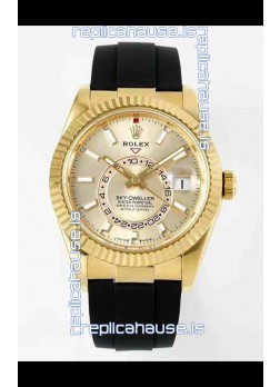 Rolex Sky-Dweller REF# 336935 Gold Dial Watch in Yellow Gold 904L Steel Case 1:1 Mirror Replica