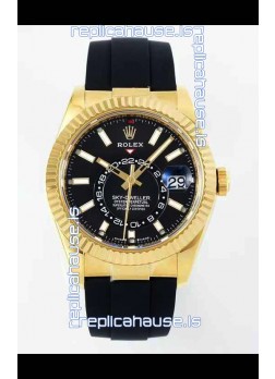 Rolex Sky-Dweller REF# 336935 Black Dial Watch in Yellow Gold 904L Steel Case 1:1 Mirror Replica