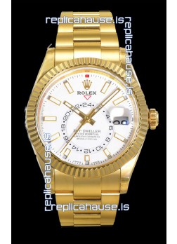 Rolex Sky-Dweller REF# 336235 White Dial Watch in Yellow Gold 904L Steel Case 1:1 Mirror Replica