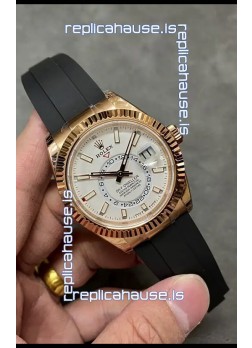 Rolex Sky-Dweller REF# M326235 White Dial Rose Gold Watch in 904L Steel Case 1:1 Mirror Replica