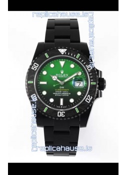 Rolex Submariner DiW Special Edition Watch in DLC Coating Carbon Bezel Green Dial 