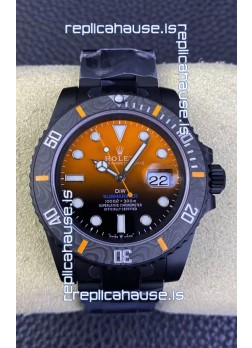 Rolex Submariner DiW Special Edition Watch in DLC Coating Carbon Bezel Orange Dial 