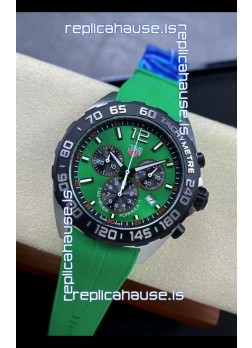 Tag Heuer F1 Edition Swiss Quartz Watch in Green Dial Stainless Steel Casing Rubber Strap
