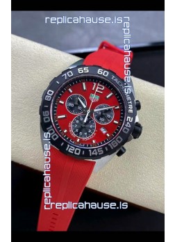 Tag Heuer F1 Edition Swiss Quartz Watch in Red Dial Stainless Steel Casing Rubber Strap