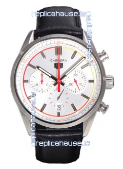 Tag Heuer Carrera Chronosprint X Swiss Quartz Replica Watch White dial Leather Strap 