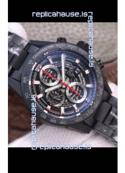 Tag Heuer Carrera Heuer 01 Swiss Replica Watch in PVD Casing - Black Skeleton Dial