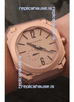Bvlgari Octo Finissmo Edition 1:1 Mirror Replica Rose Gold Sandblasted Ceramic Casing and Strap 