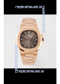 Patek Philippe Nautilus 5711/1R-001 1:1 Mirror Replica in 904L Steel Rose Gold Brown Dial
