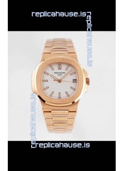 Patek Philippe Nautilus 5711/1R-001 1:1 Mirror Replica in 904L Steel Rose Gold White Dial